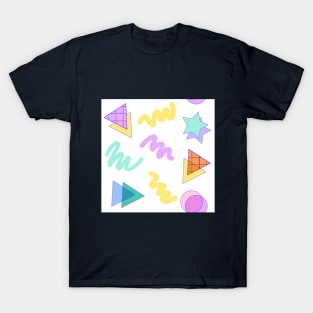 90s Aesthetic Geometric Patterns Risograph Floral Flowy Pattern T-Shirt